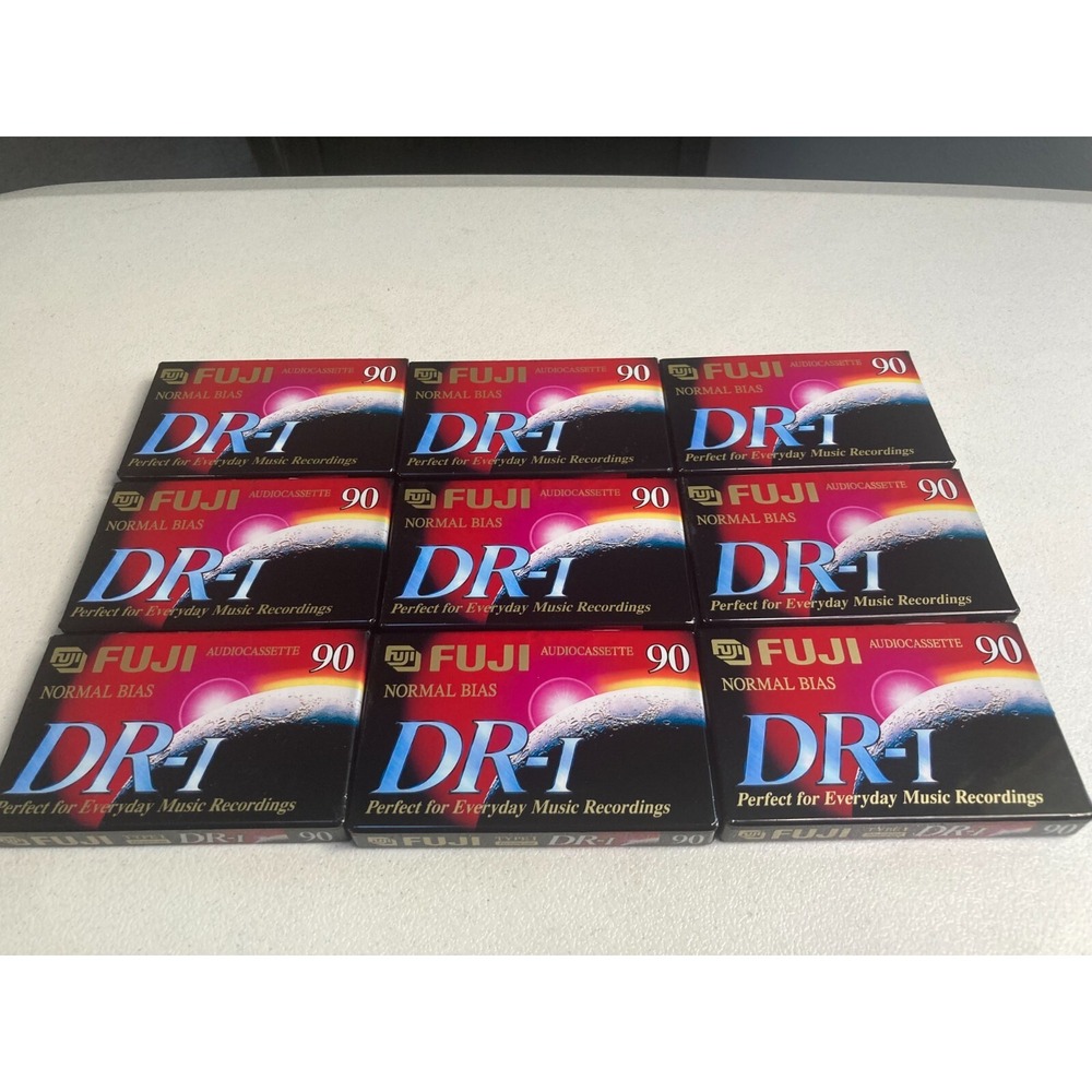 Fuji DR I 90 Minute Blank Audio Cassette Tapes Normal Bias Pack of 9 New Sealed